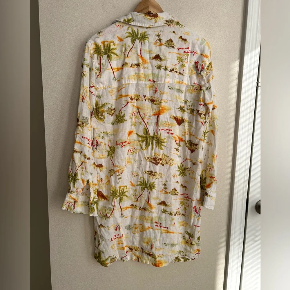 C&C California Linen Blend Lace Up Vacation Tropical Swim Cover Up Size S